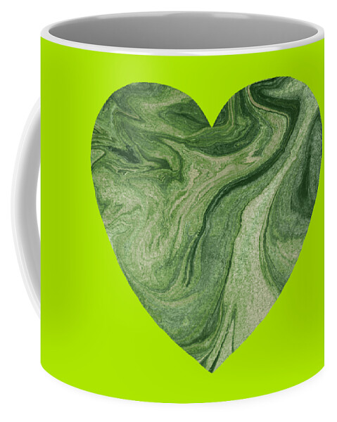 Stone Heart Coffee Mug featuring the painting Green Marble Heart Watercolor by Irina Sztukowski