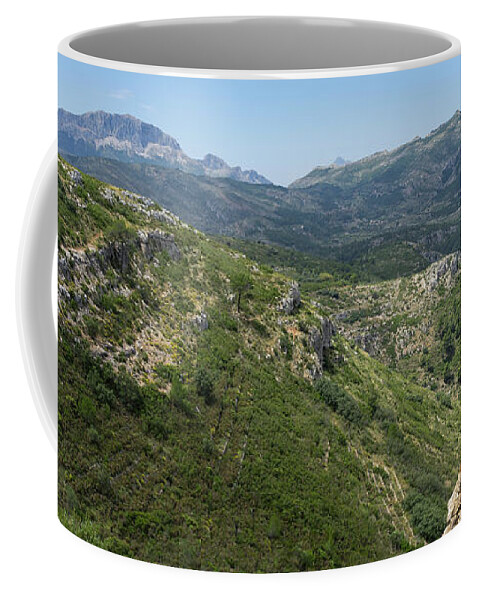 Mountains Coffee Mug featuring the photograph Green mountain landscape and rocks by Adriana Mueller