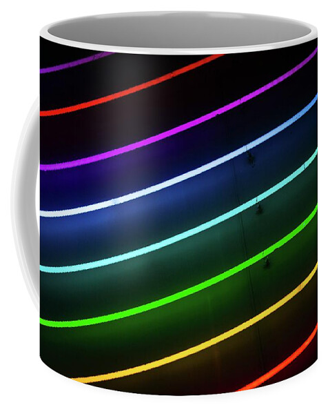 Pride Coffee Mug featuring the photograph Green, Orange, Red, Blue, And Purple Striped Lights by Julien
