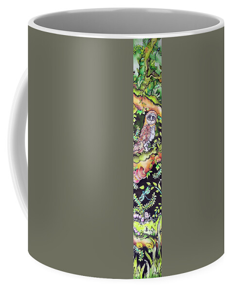 Karlakayart Coffee Mug featuring the tapestry - textile Green Owl by Karla Kay Benjamin