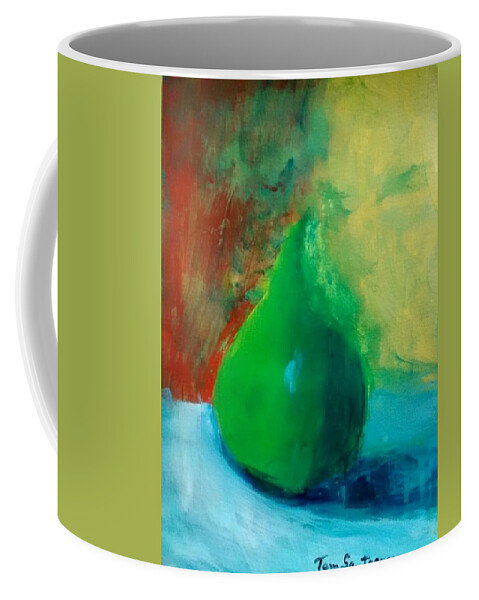 Pear Fruit Painterly Coffee Mug featuring the painting Green Pear by Thomas Santosusso