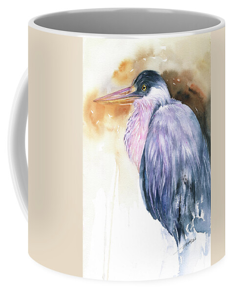Heron Coffee Mug featuring the painting Grey Heron Boyd by Arti Chauhan