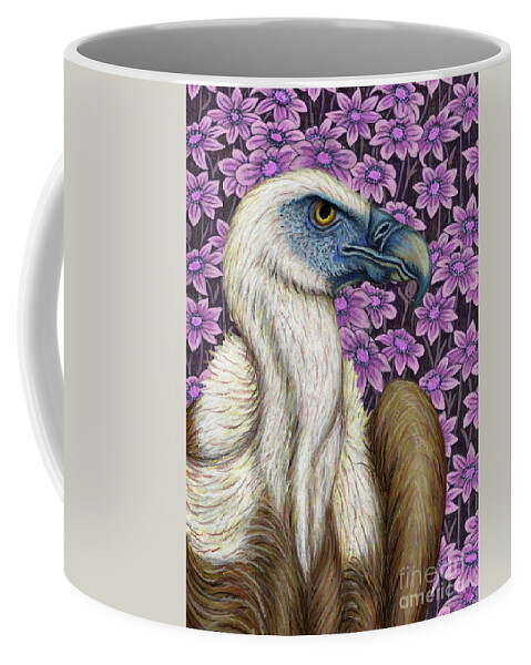 Vulture Coffee Mug featuring the painting Griffon Vulture Floral by Amy E Fraser