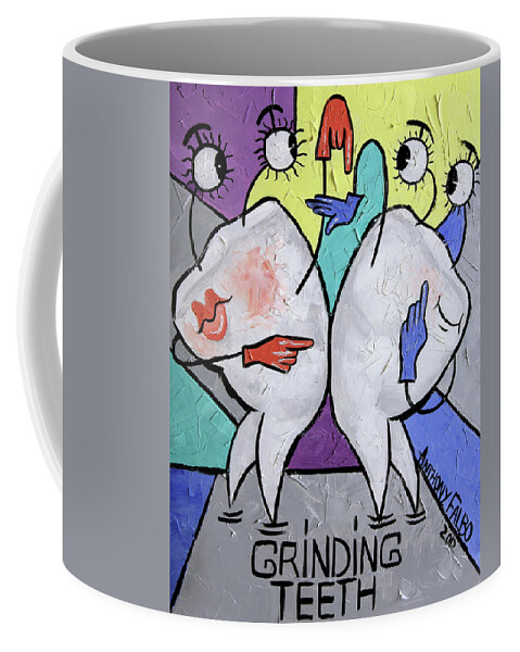  Grinding Teeth Coffee Mug featuring the painting Grinding Teeth by Anthony Falbo