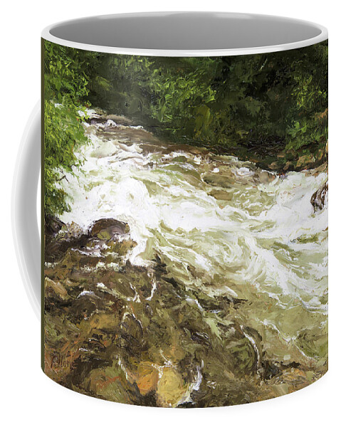Grizzly Creek Coffee Mug featuring the painting Grizzly Creek Spring Melt #6 by Hone Williams