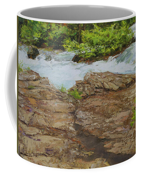 Grizzly Creek Coffee Mug featuring the painting Grizzly Creek Spring Snow Melt by Hone Williams