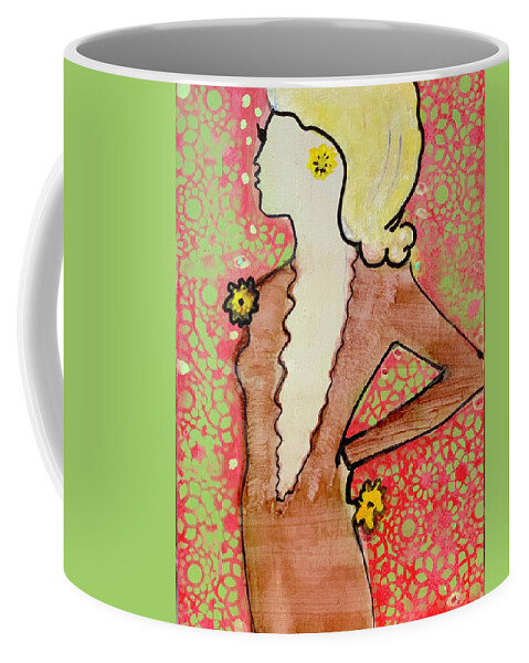 Acrylic Coffee Mug featuring the painting Groovy Blonde by Leslie Porter