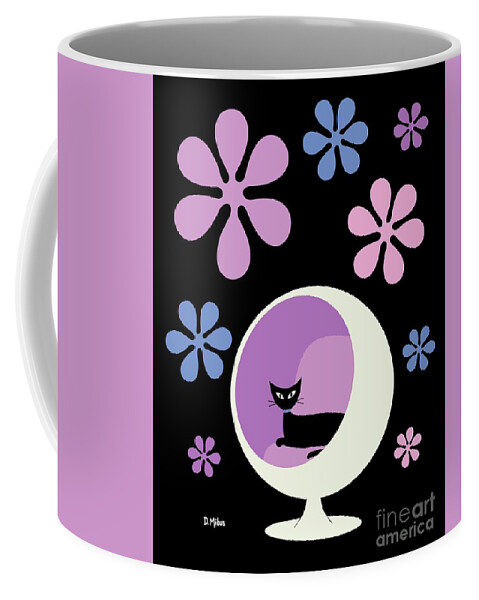 Retro Coffee Mug featuring the digital art Groovy Flowers Ball Chair 2 by Donna Mibus