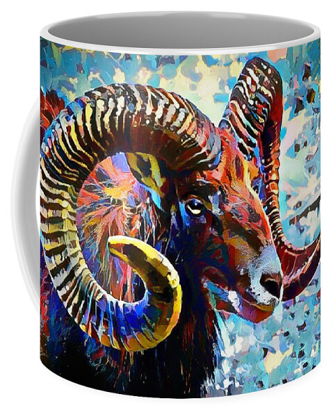 Animals Coffee Mug featuring the digital art Groovy Ram by Pennie McCracken