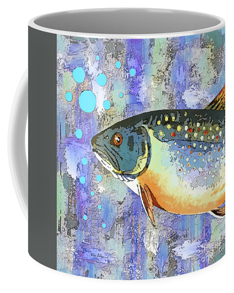 Trout Coffee Mug featuring the painting Grumpy Trout by Tina LeCour