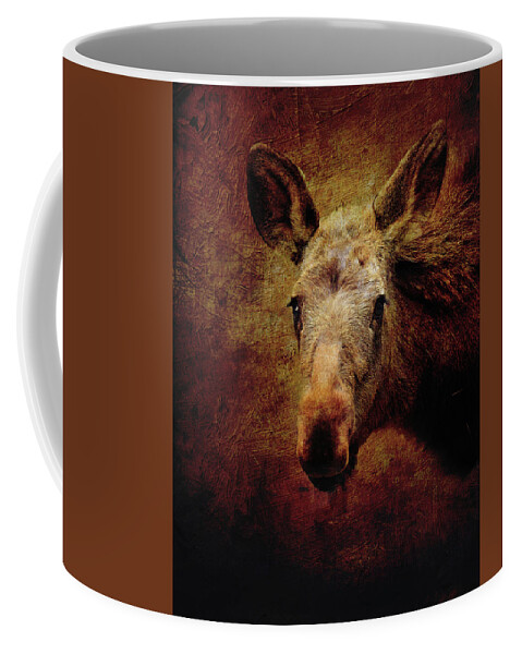 Grunge Moose Head Coffee Mug featuring the mixed media Grunge Moose Head by Dan Sproul