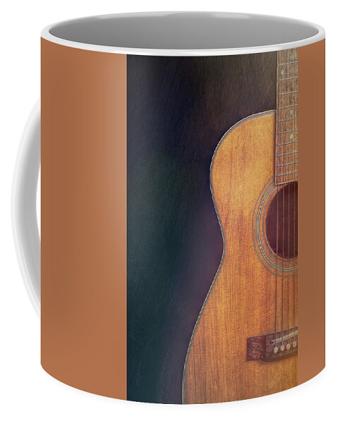 Vintage Acoustic Guitar Textured Coffee Mug featuring the photograph Grunge Textured Acoustic Guitar by Dan Sproul