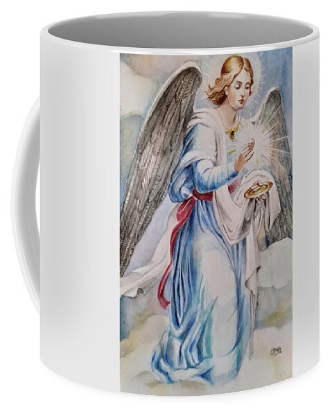 Watercolor Coffee Mug featuring the drawing Guardian Angel by Carolina Prieto Moreno
