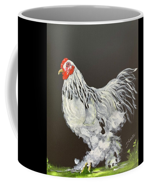 Rooster Coffee Mug featuring the painting Guardian of the Farmyard by Juliette Becker