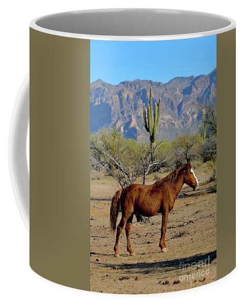 Salt River Wild Horse Coffee Mug featuring the digital art Guarding by Tammy Keyes