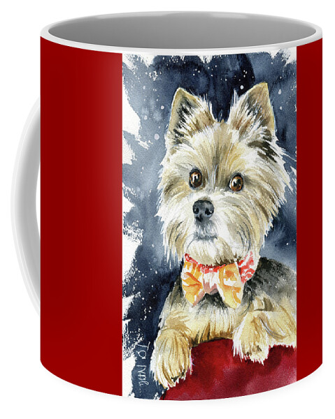 Yorkshire Coffee Mug featuring the painting Guido Yorkshire Terrier Dog Painting by Dora Hathazi Mendes