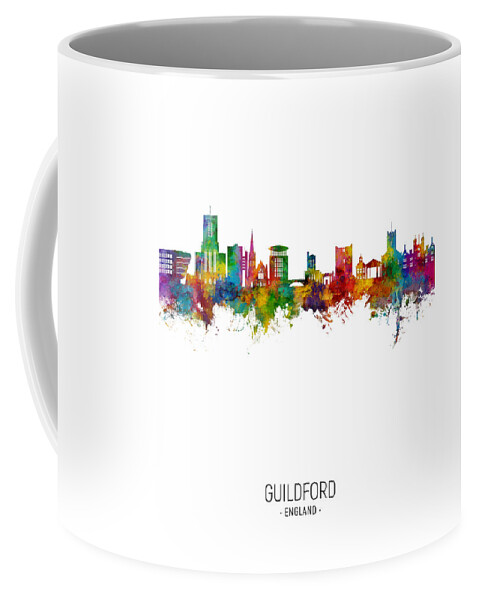 Guildford Coffee Mug featuring the digital art Guildford England Skyline #51 by Michael Tompsett
