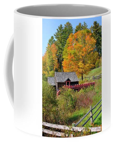 Autumn Coffee Mug featuring the photograph Guildhall Gristmill with Autumn Foliage by Luke Moore