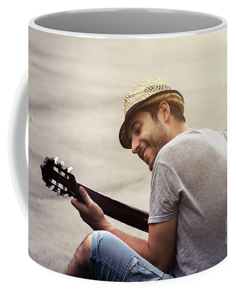 Man Coffee Mug featuring the photograph Guitarist by Jelena Jovanovic