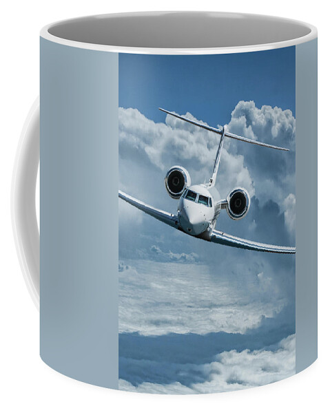 Gulfstream V Business Jet Coffee Mug featuring the mixed media Gulfstream V Corporate Jet by Erik Simonsen