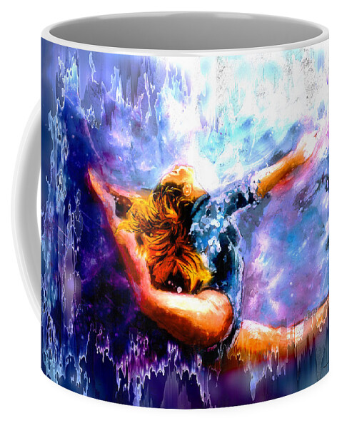 Sport Coffee Mug featuring the painting Gymnast Katelyin Ohashi 01 Angel Wash by Miki De Goodaboom