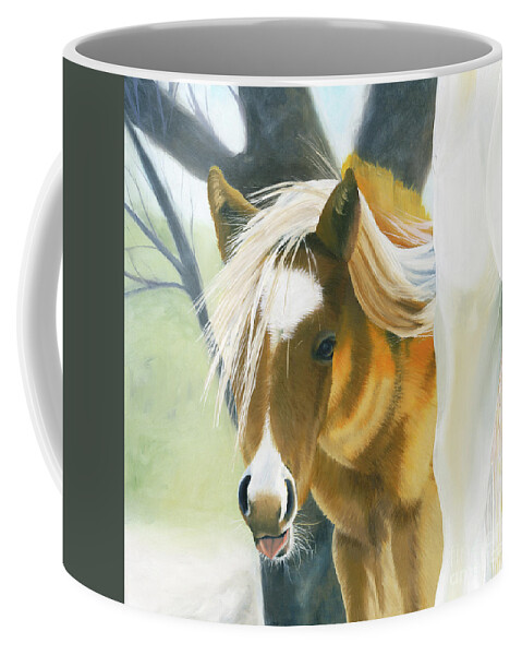 Cute Foal Coffee Mug featuring the painting Hair-Do by Shannon Hastings