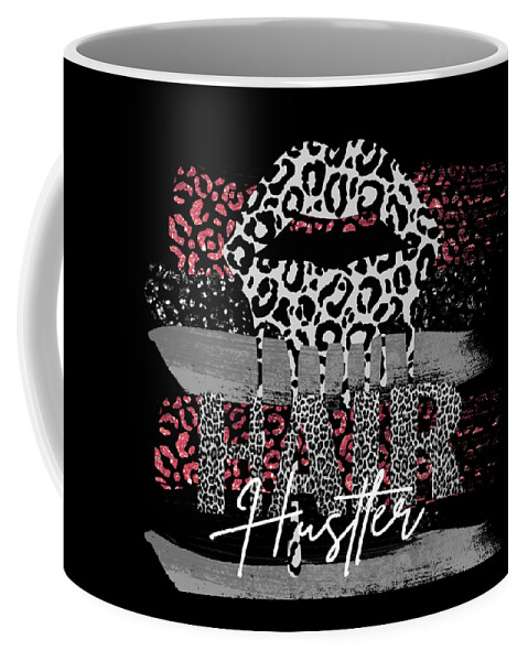 Kiss Coffee Mug featuring the digital art Hair Hustler - Leopard by Iby Villalobos