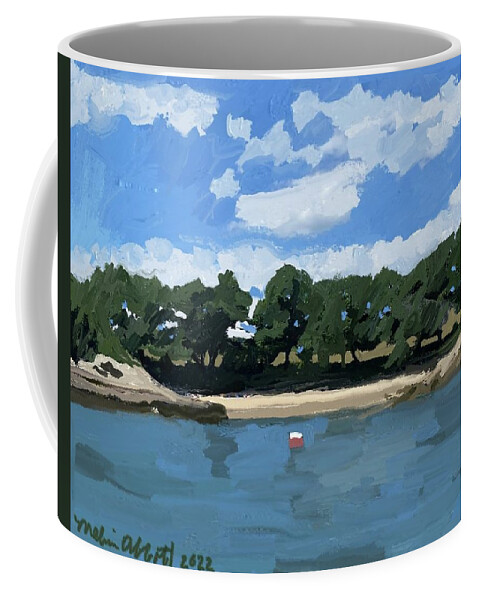 Little Ipad Painting Done On Art Set For Ipad Pro Of Half Moon Beach At Stage Fort Park Yesterday Gloucester Ma We Took A Picnic Lunch And Hang Out There For A Bit. Loving My New Ipad Mini With 2nd Generation Apple Pencil! Coffee Mug featuring the painting Half Moon Beach by Melissa Abbott