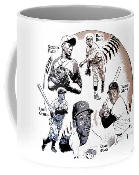 Baseball Coffee Mug featuring the digital art Hall of Famers by Greg Joens