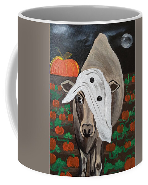 Cow Coffee Mug featuring the painting Halloween Cow by Barbara Fincher