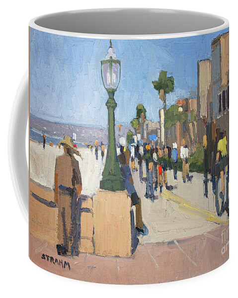 Hamels Coffee Mug featuring the painting Hamel's on Mission Beach - San Diego, California by Paul Strahm