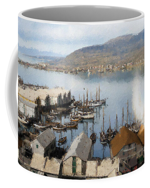 Hammerfest Coffee Mug featuring the digital art Hammerfest, Norway, c. 1920 by Geir Rosset