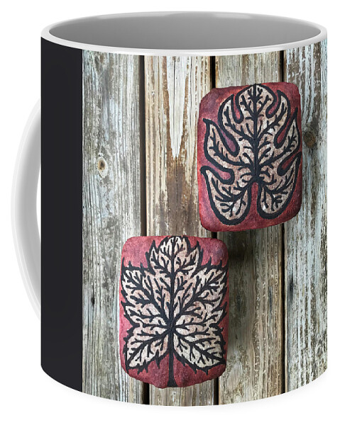 Bread Coffee Mug featuring the photograph Hand Painted Red Autumn Leaf Sourdough Quartet 3 by Amy E Fraser