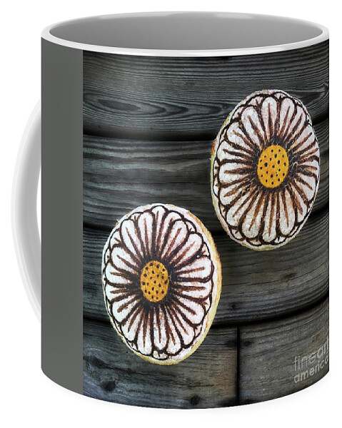 Bread Coffee Mug featuring the photograph Hand Painted Sourdough Daisy Duo 2 by Amy E Fraser