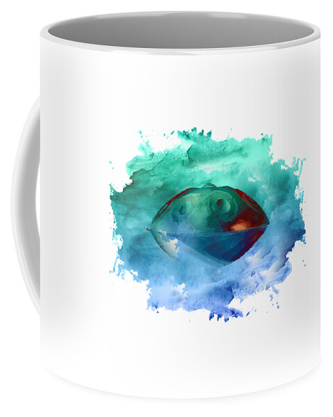 Handpan Coffee Mug featuring the digital art Handpan in blue by Alexa Szlavics