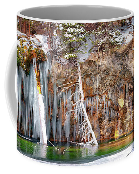 Hanging Lake Tunnel Coffee Mug featuring the photograph Hanging Lake Winter Panorama by OLena Art