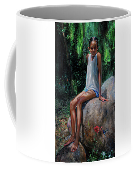 Figure Painting Coffee Mug featuring the painting Hanna epi Kilibwi by Jonathan Guy-Gladding JAG