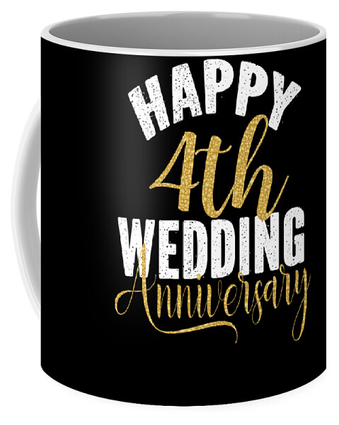 Happy 4th Wedding Anniversary Matching Gift For Couples graphic Coffee Mug  by Art Grabitees - Pixels