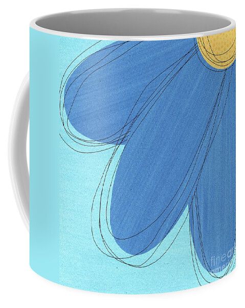 Watercolor Floral Coffee Mug featuring the mixed media Happy Blue Flower Abstract by Donna Mibus