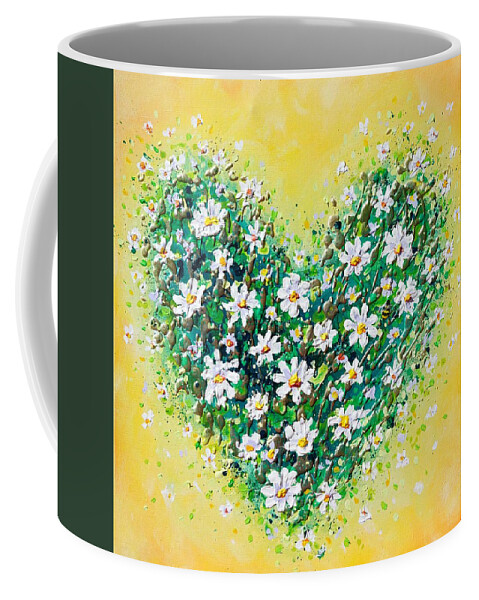 Heart Coffee Mug featuring the painting Happy Daisy Heart by Amanda Dagg