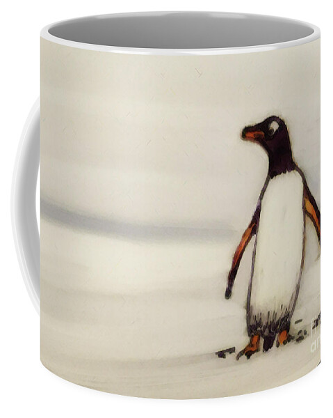 Penguin Coffee Mug featuring the painting Happy Feet by Shelley Myers