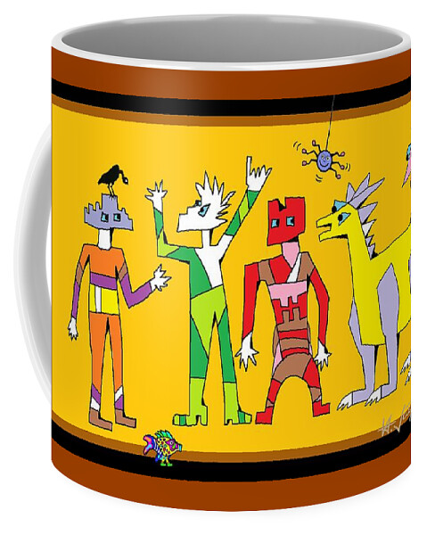 Happy Coffee Mug featuring the mixed media Happy Folks by Hartmut Jager