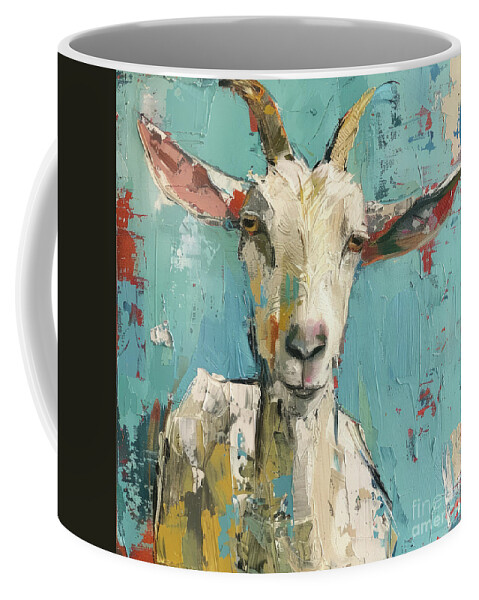 Goat Coffee Mug featuring the painting Happy Hank by Tina LeCour