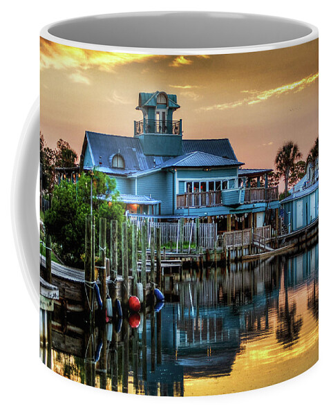 Gulfcoast Coffee Mug featuring the photograph Happy Harbor Blue House by Michael Thomas