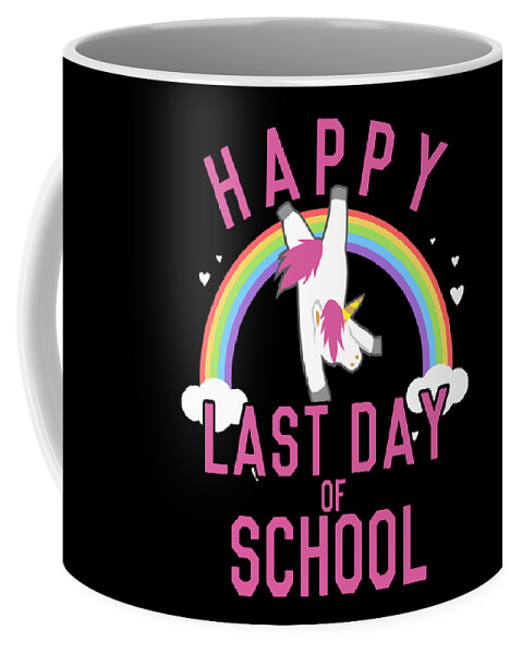 Funny Coffee Mug featuring the digital art Happy Last Day of School Unicorn Dancing by Flippin Sweet Gear