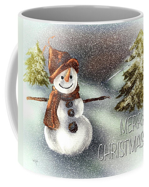 Merry Christmas Coffee Mug featuring the digital art Happy Snowman Merry Christmas by Lois Bryan