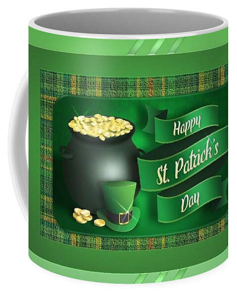 Happy Coffee Mug featuring the mixed media Happy St. Patrick's Day by Nancy Ayanna Wyatt