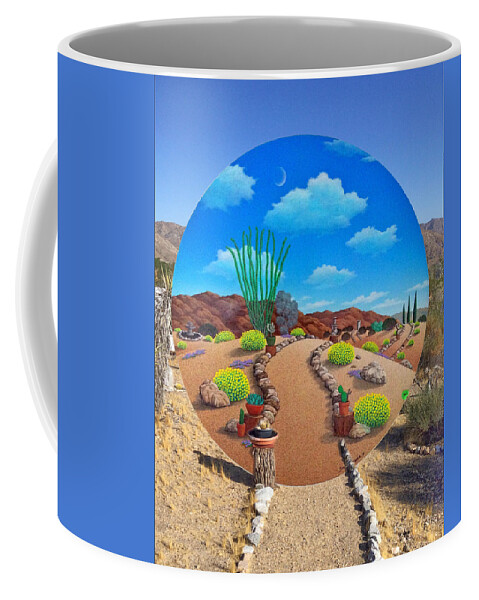 Desert Coffee Mug featuring the mixed media Happy Trails by Snake Jagger