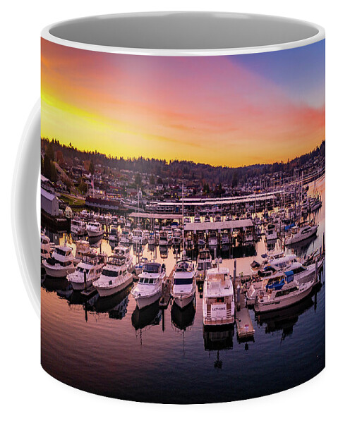 Drone Coffee Mug featuring the photograph Harbor Boats by Clinton Ward