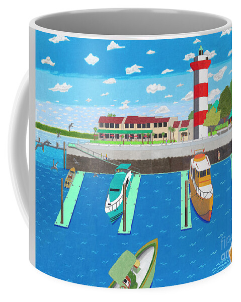 Harbor Town Coffee Mug featuring the drawing Harbor Town by John Wiegand